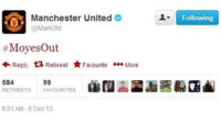 Akun Twitter Resmi United Serukan Pemecatan Moyes