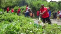 Pengurus dan Caleg PDI Perjuangan Kab.Solok Gotong Royong Bersihkan Jalan