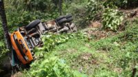 Diduga ‘Oleng’, Truk Besar Terbalik di Panorama I