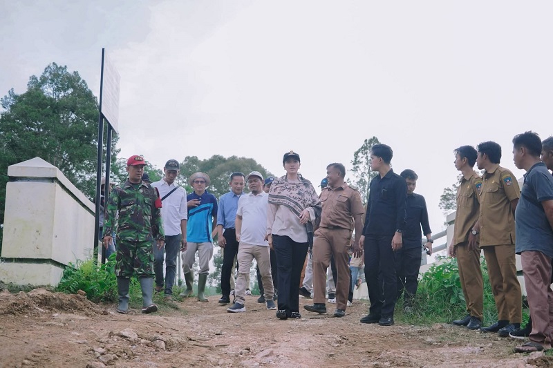 bupati-annisa-tinjau-progres-pembangunan-jembatan-batang-mimpi-di-nagari-sikabau