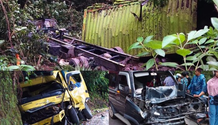 Truk Rem Blong Picu Kecelakaan Beruntun Empat Kendaraan di Pasaman